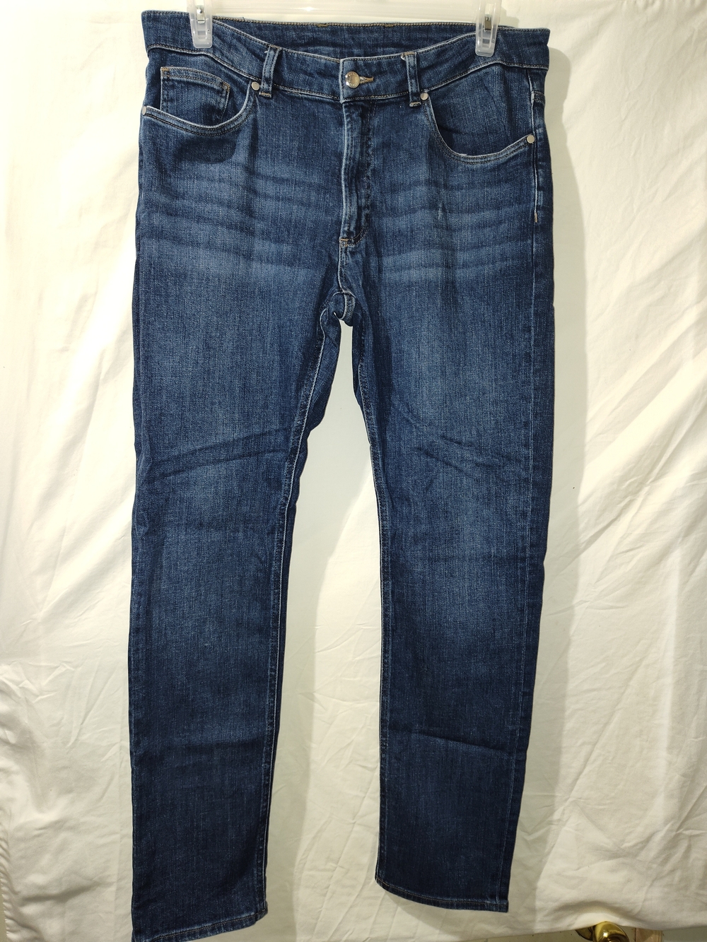 Peter Millar Men's Slim Straight Jeans in Dark Blue Denim